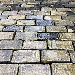 SBV06, Oude Gebakken Klinkers, Keiformaat, Geel-Brons, ob