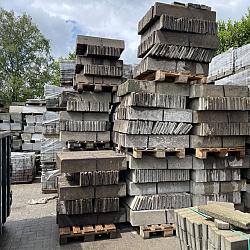 P032, SBP25, Gebruikte Betonbanden, opsluitbanden, 6x20x100cm, Grijs