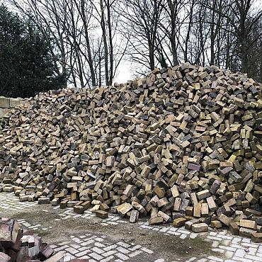 SBV06, Oude Gebakken Klinkers, Keiformaat, Geel-Brons, ob