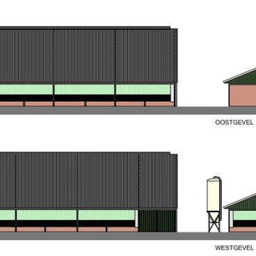 Gebruikte Rundveestal, Staalconstructie, ca. 25x55m