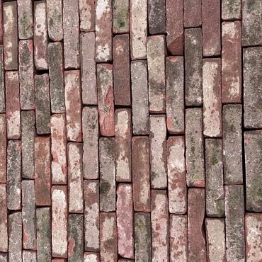 P074, Oude Gebakken Klinkers, Vierlingen, Rood-Bruin