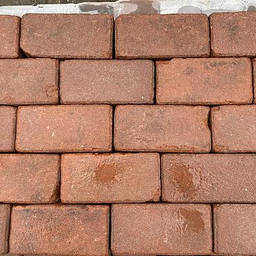 P036, Oude Gebakken Klinkers, Platkeiformaat, Rood-Bruin