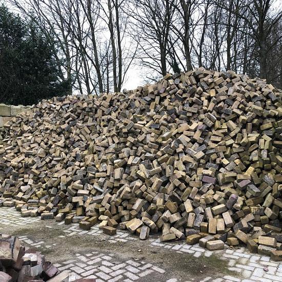 SBV06, Oude Gebakken Klinkers, Keiformaat, Geel-Brons, ob