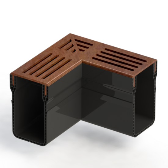 Star Drain 65/100 Hoekstuk - Roestbruin (Cortenstalen)