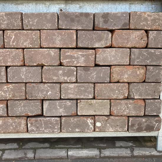 P013, Oude Gebakken Klinkers, Keiformaat, Rood-Bruin