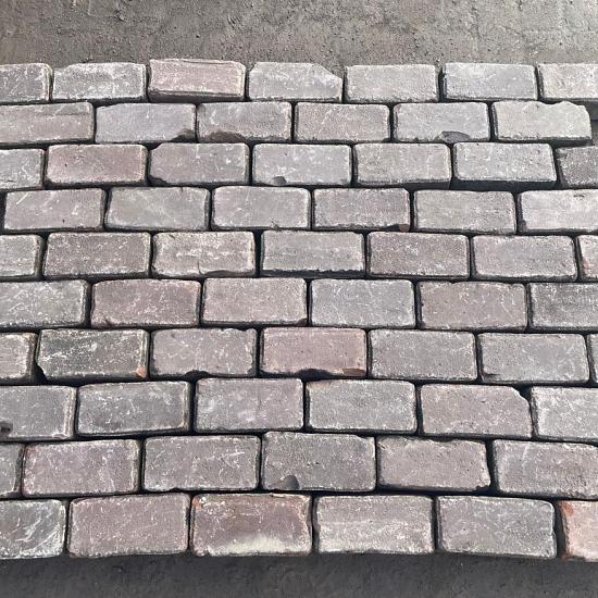 Oude gebakken klinkers keiformaat Rood/Paars