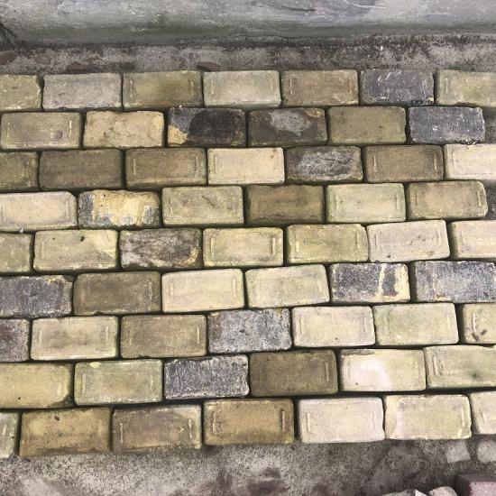 SBV06, Oude Gebakken Klinkers, Keiformaat, Geel-Brons, ob