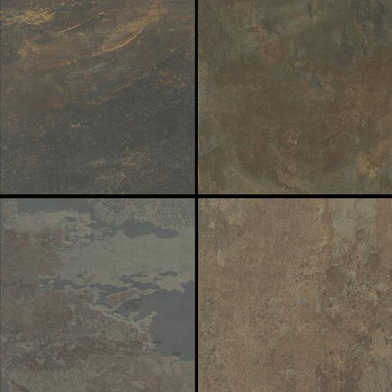 Peacock Rusty, Roest/Zwart/Blauw Genuanceerd, 60 x 60 x 3cm