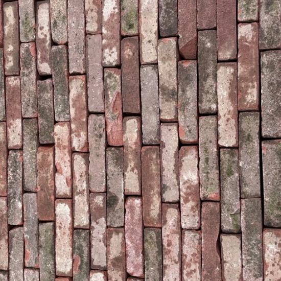 P074, Oude Gebakken Klinkers, Vierlingen, Rood-Bruin