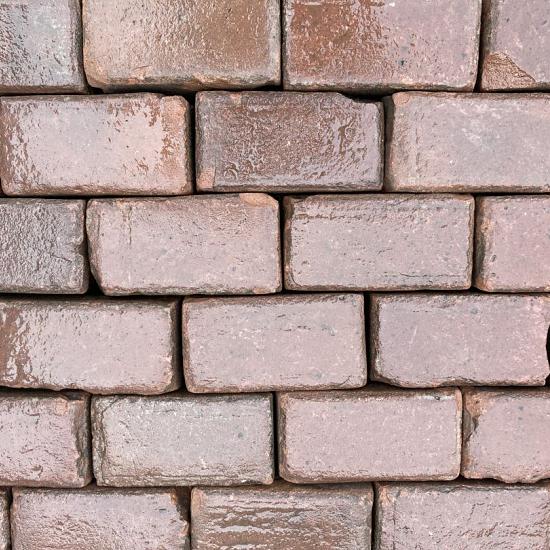 P080, Oude Gebakken Klinkers, Keiformaat, Rood-Paars