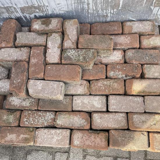 SBP41, Oude Gebakken Klinkers, Keiformaat, Rood-Bruin