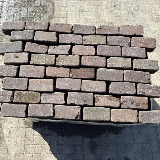 P035, Oude Gebakken Klinkers, Keiformaat, Rood-Paars