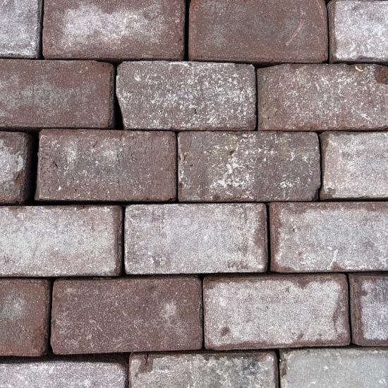 V65, Oude gebakken klinkers, Keiformaat Rood-bruin