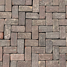 P019 Oude gebakken klinkers, Keiformaat rood-paars op pallet